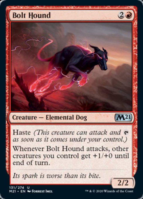 Carta Magic "Bolt Hound", con tipos "Elemental Dog".