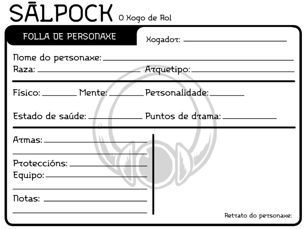 Ficha de Sálpock, o xogo de rol.